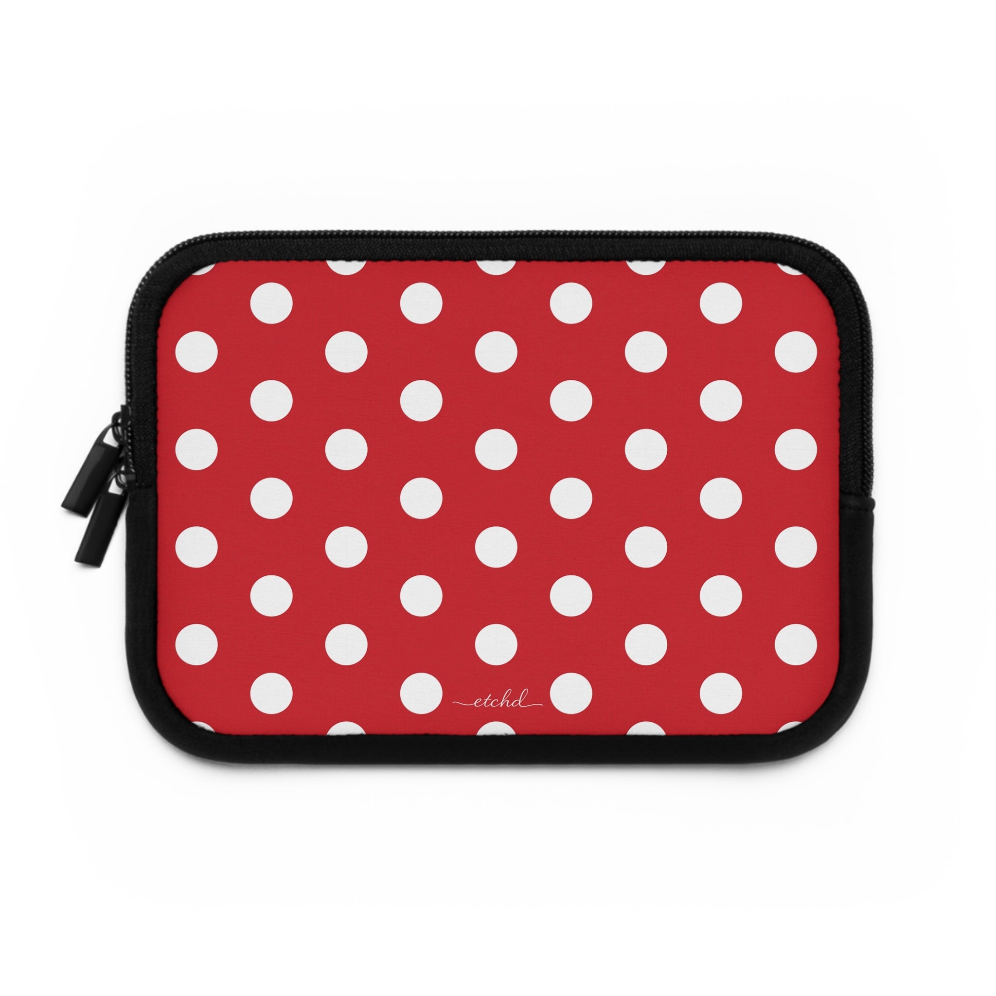 Classic Red Polka Dot Laptop Sleeve by etchd, view 2