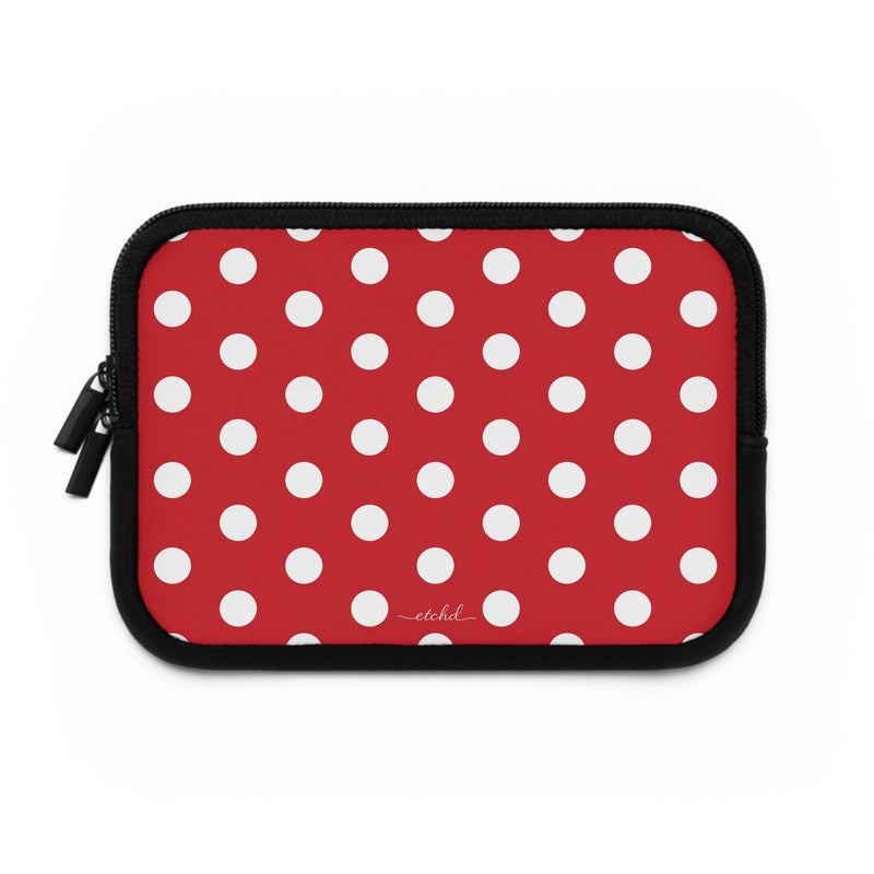 Classic Red Polka Dot Laptop Sleeve by etchd, view 2