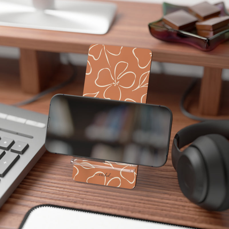 Terracotta & Cream Floral Phone Stand by etchd, view 4