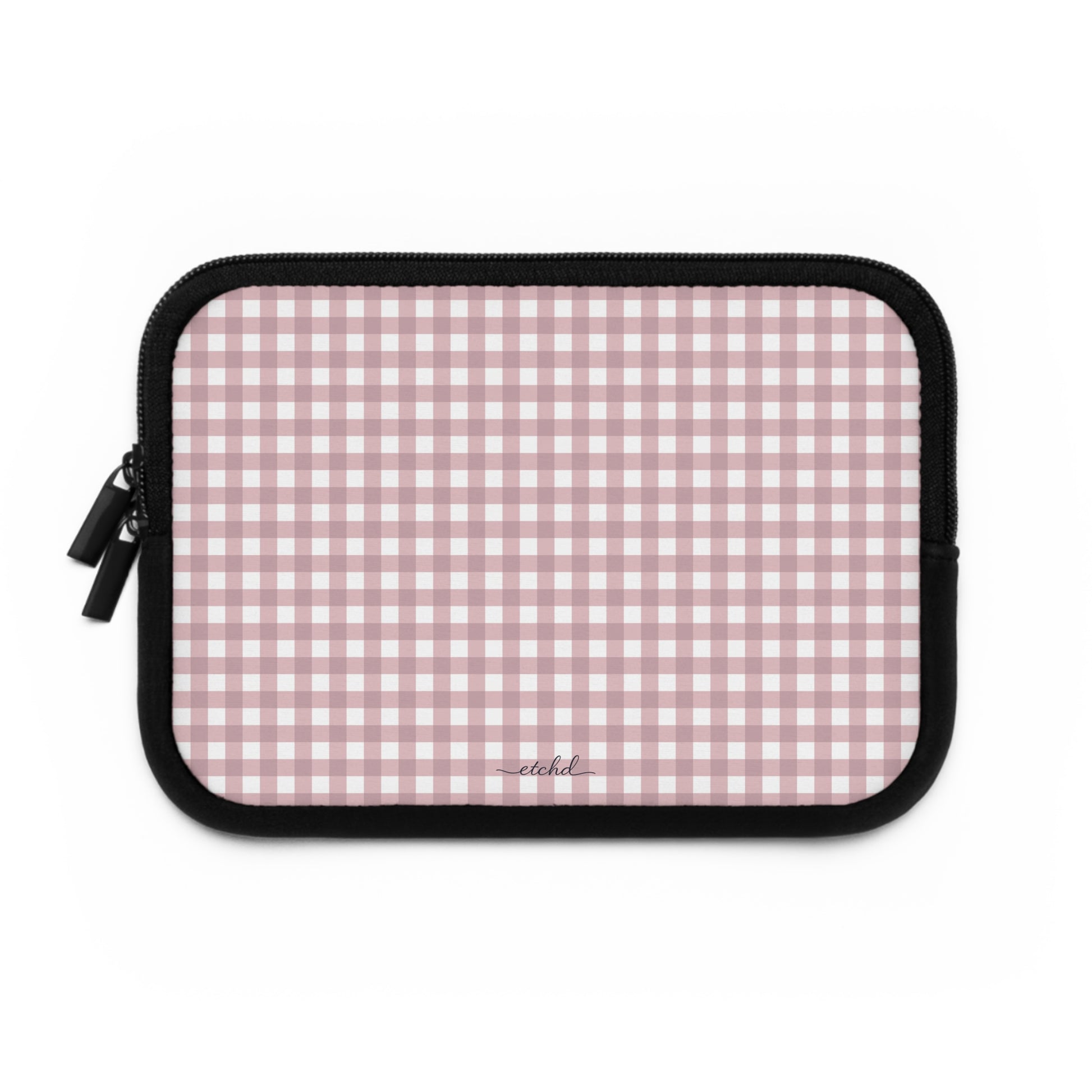 Pink & White Gingham Custodia per laptop di etchd, vista 2