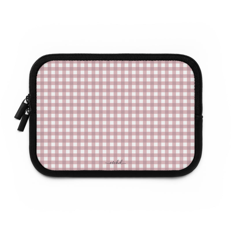 Pink & White Gingham Custodia per laptop di etchd, vista 2
