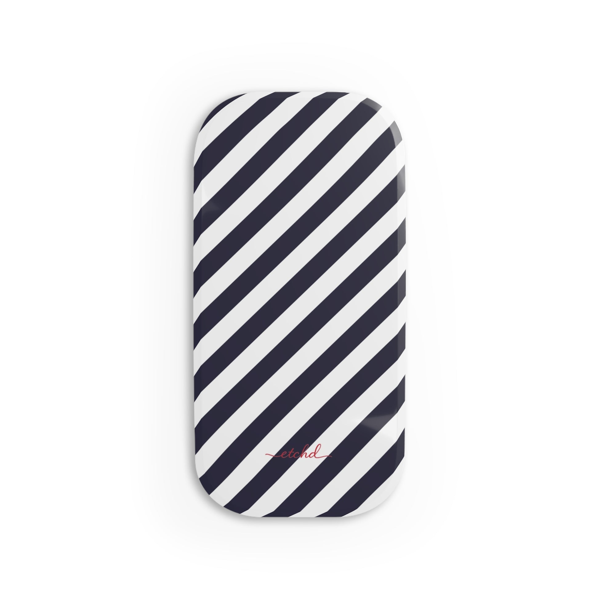 Navy & White Striped Diagonal Agarre clipsable para móvil de etchd