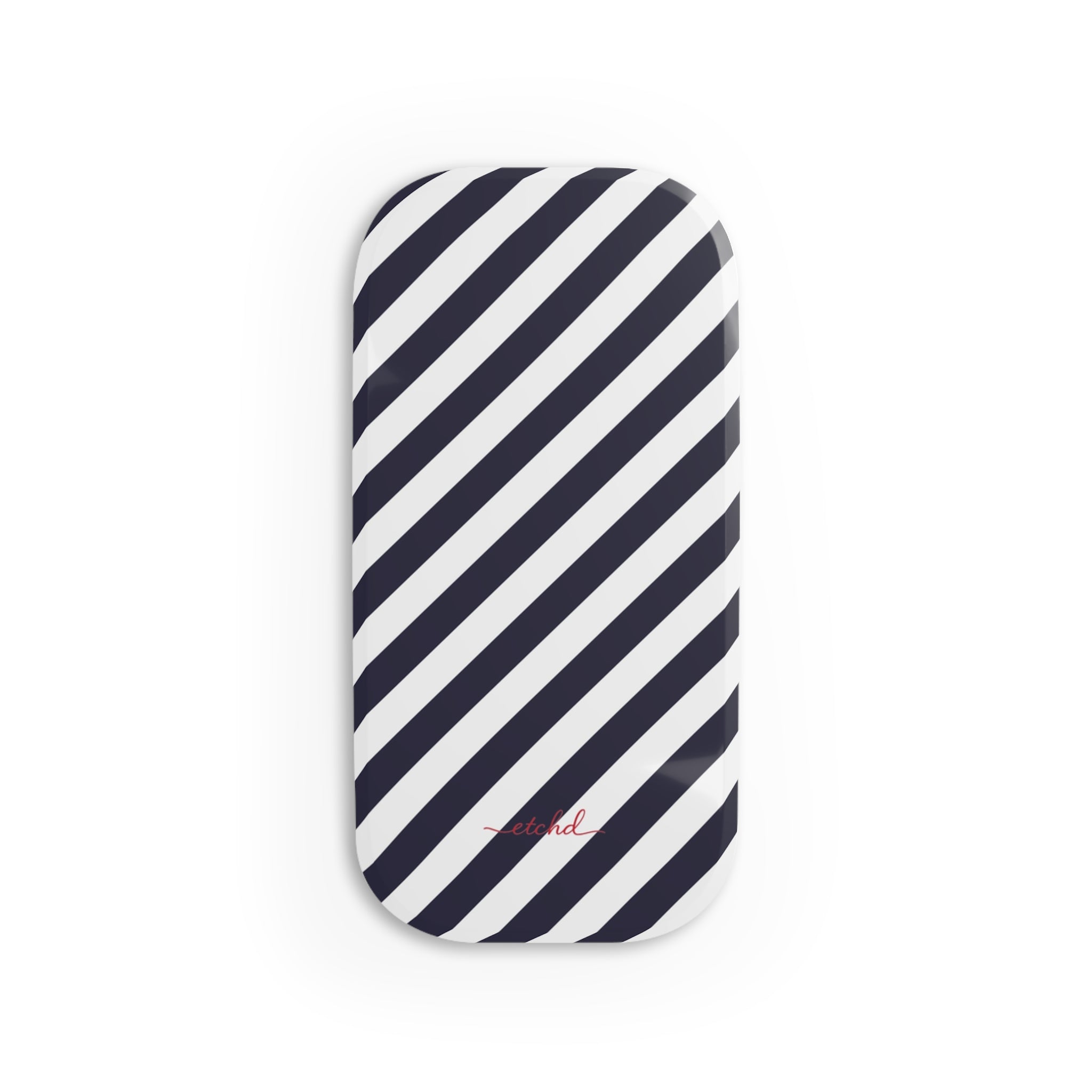 Navy & White Striped Diagonal Click-On Phone Grip by etchd