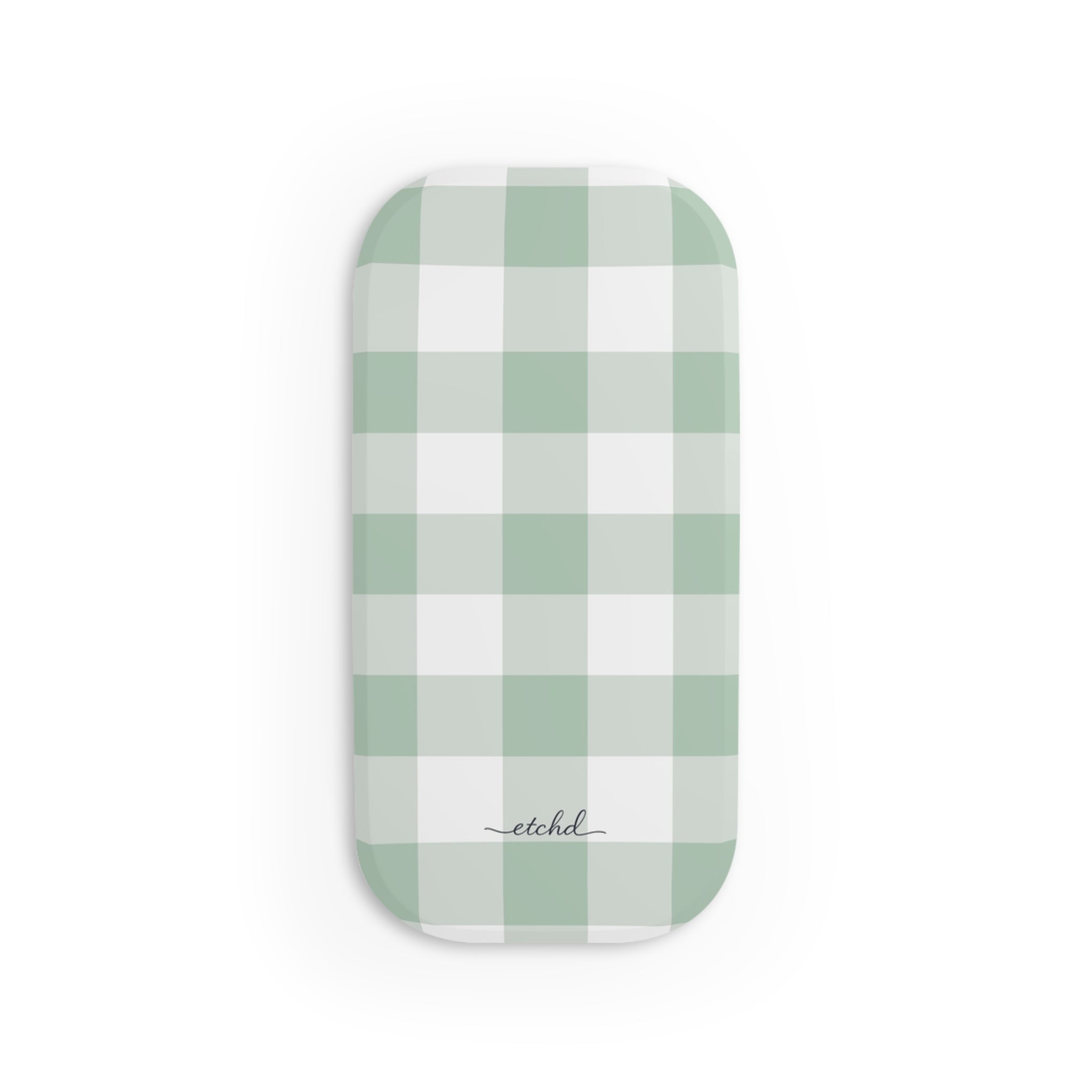 Sage & White Gingham Click-On Phone Grip by etchd, view 2