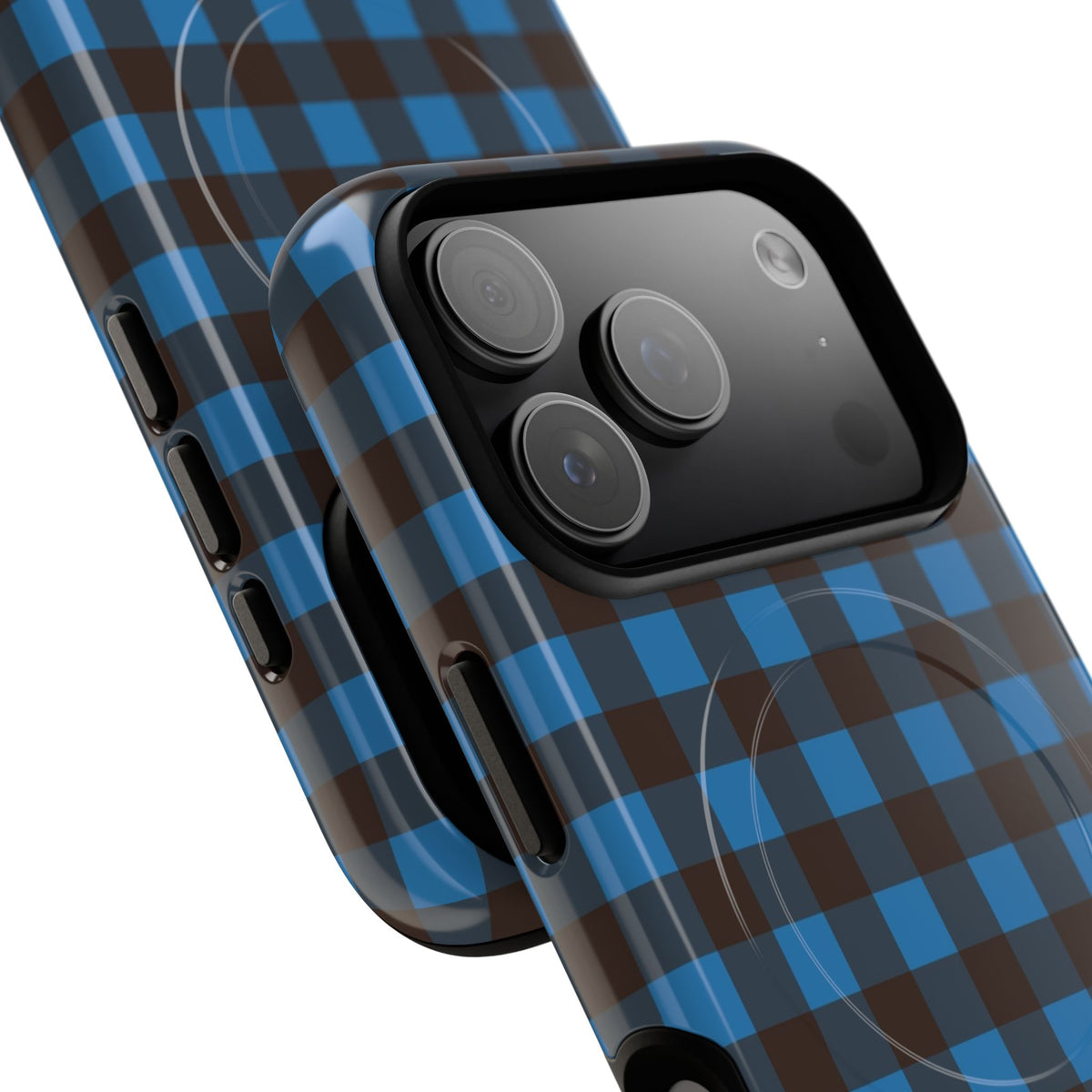 Cerulean & Espresso Gingham Magnetic Phone Case by etchd, view 99
