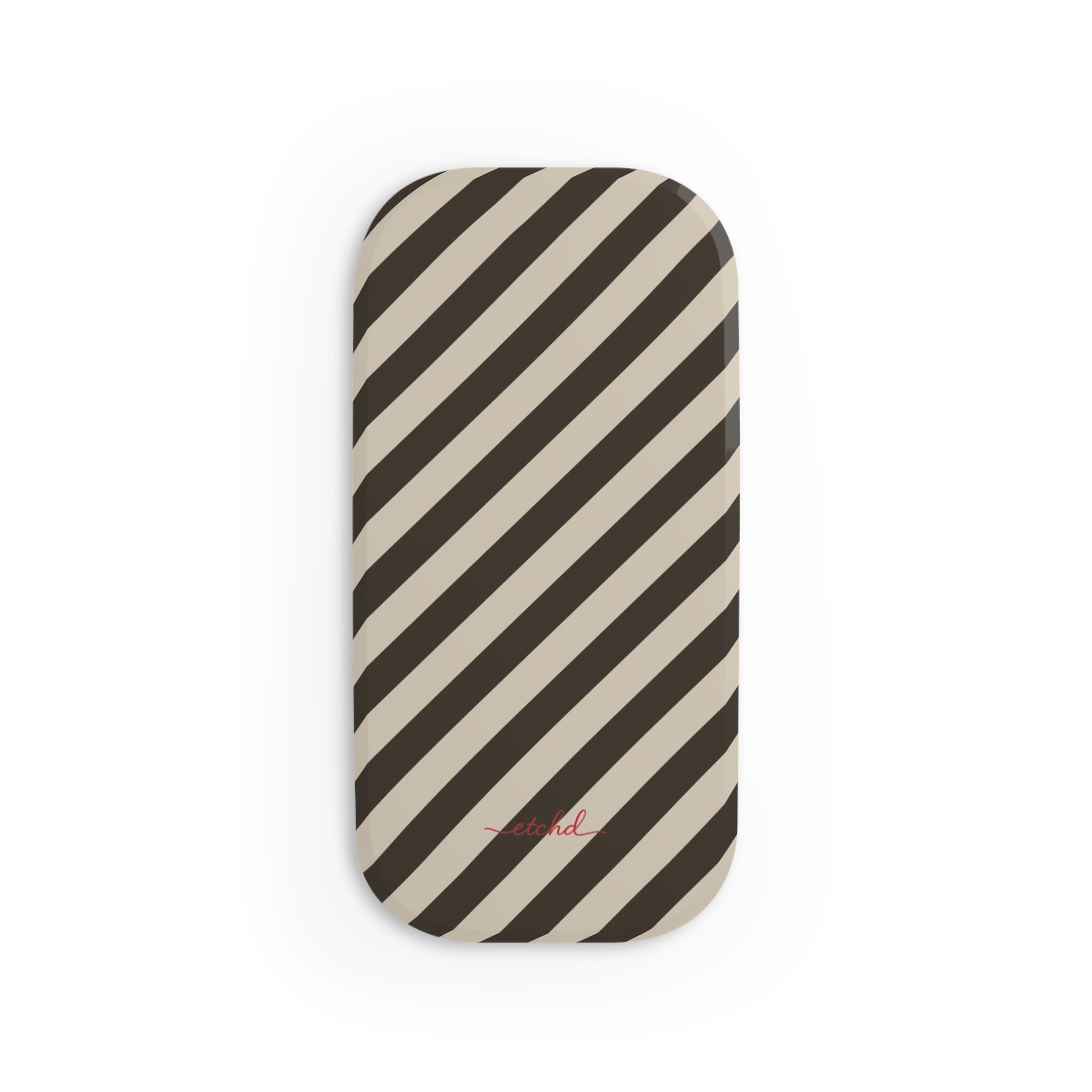 Cream & Brown Striped Diagonal Click-On Phone Grip by etchd, view 2
