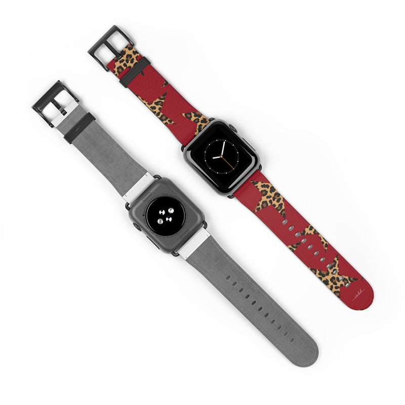 Red & Leopard Stars Smartwatch Strap by etchd, view 10