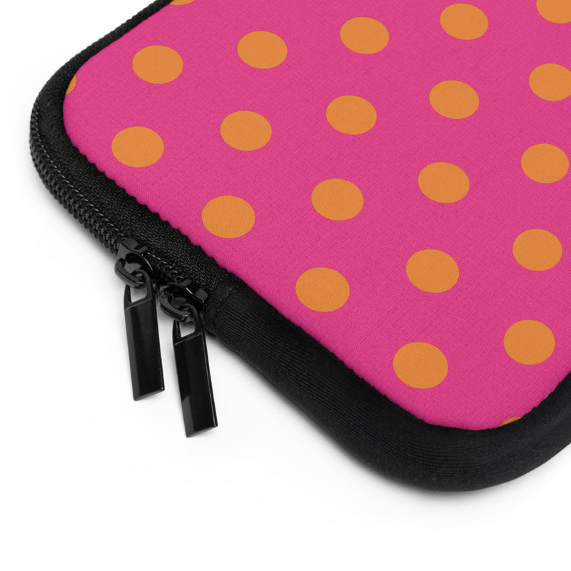 Orange And Pink Polka Dot Laptop Sleeve by etchd, view 12