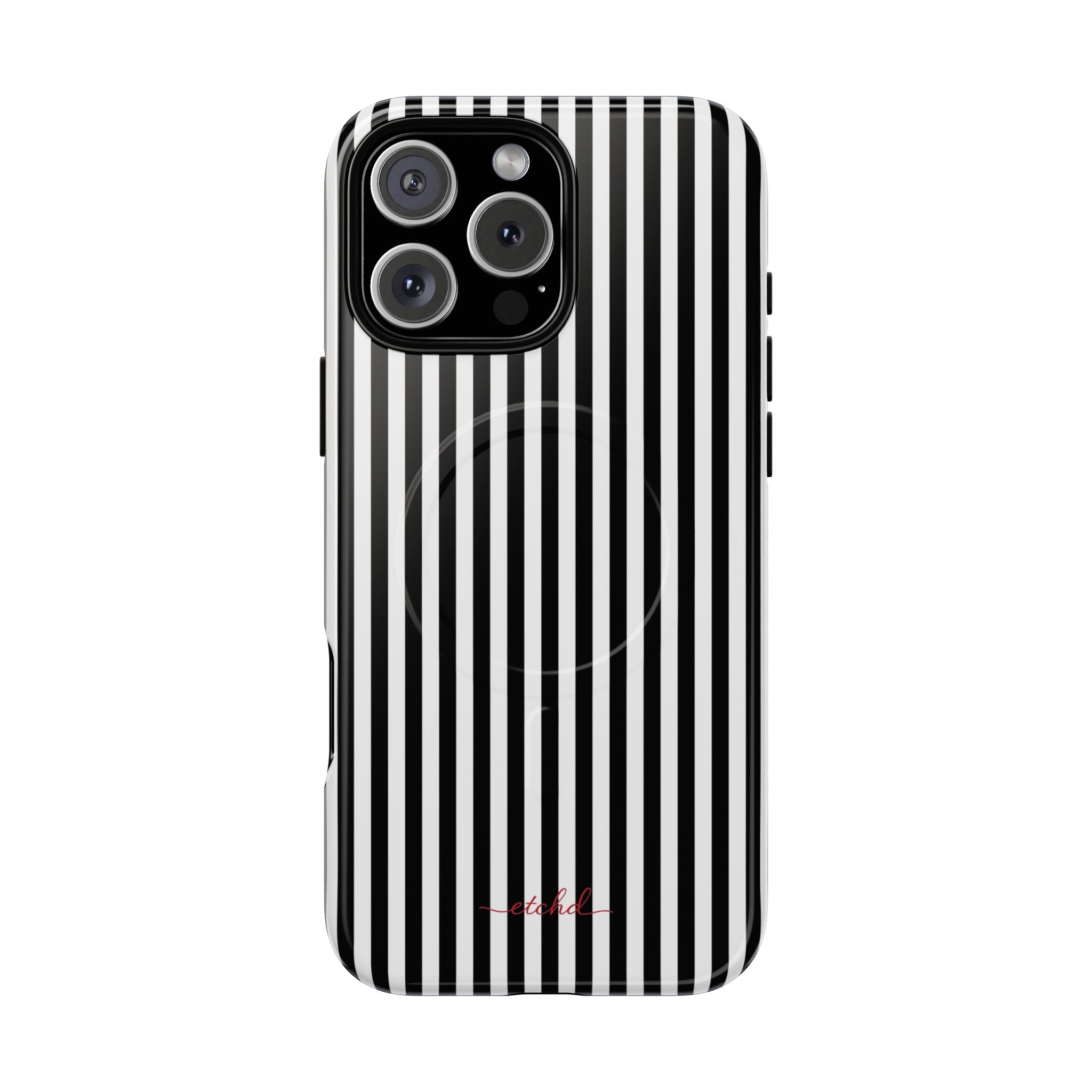 Black & White Striped Magnetic Phone Case by etchd