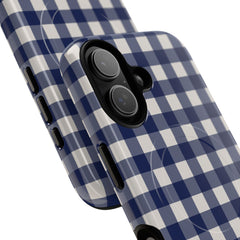 Navy & Cream Gingham Magnetic Phone Case by etchd, view 87