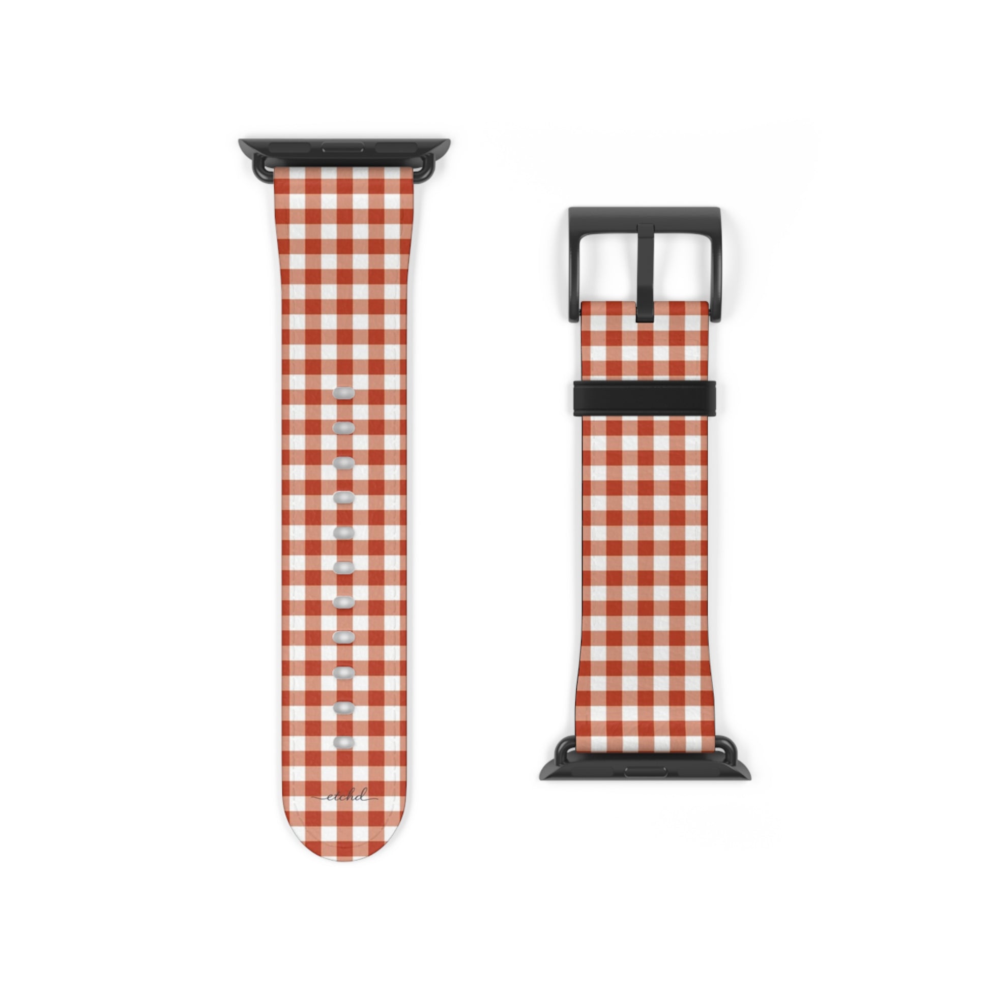 Terracotta & Cream Gingham Smartwatch Strap by etchd, view 9