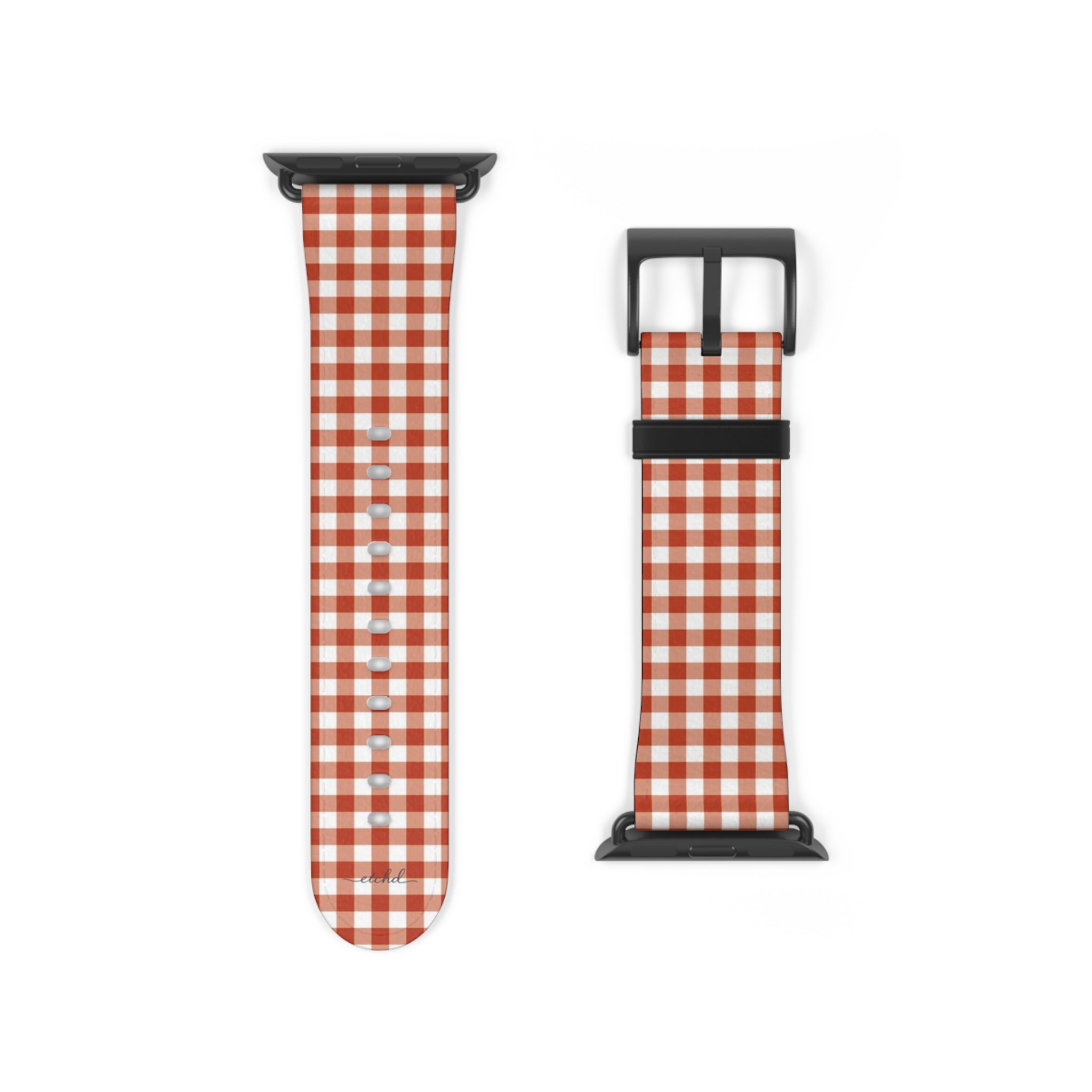 Terracotta & Cream Gingham Smartwatch Strap by etchd, view 9