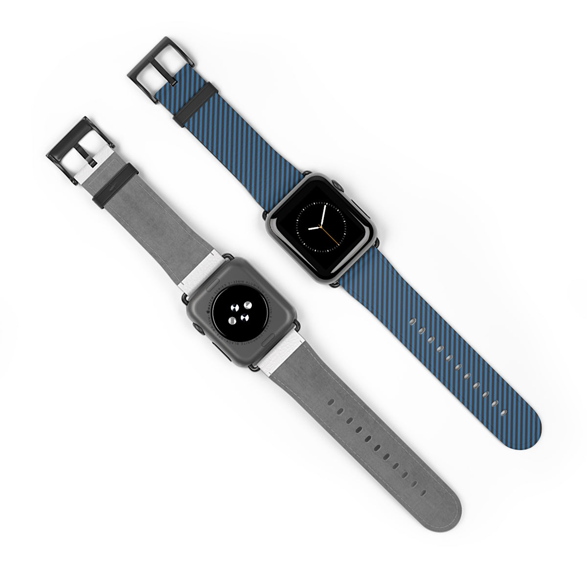 Espresso & Cerulean Striped Diagonal Smartwatch Strap by etchd, view 10
