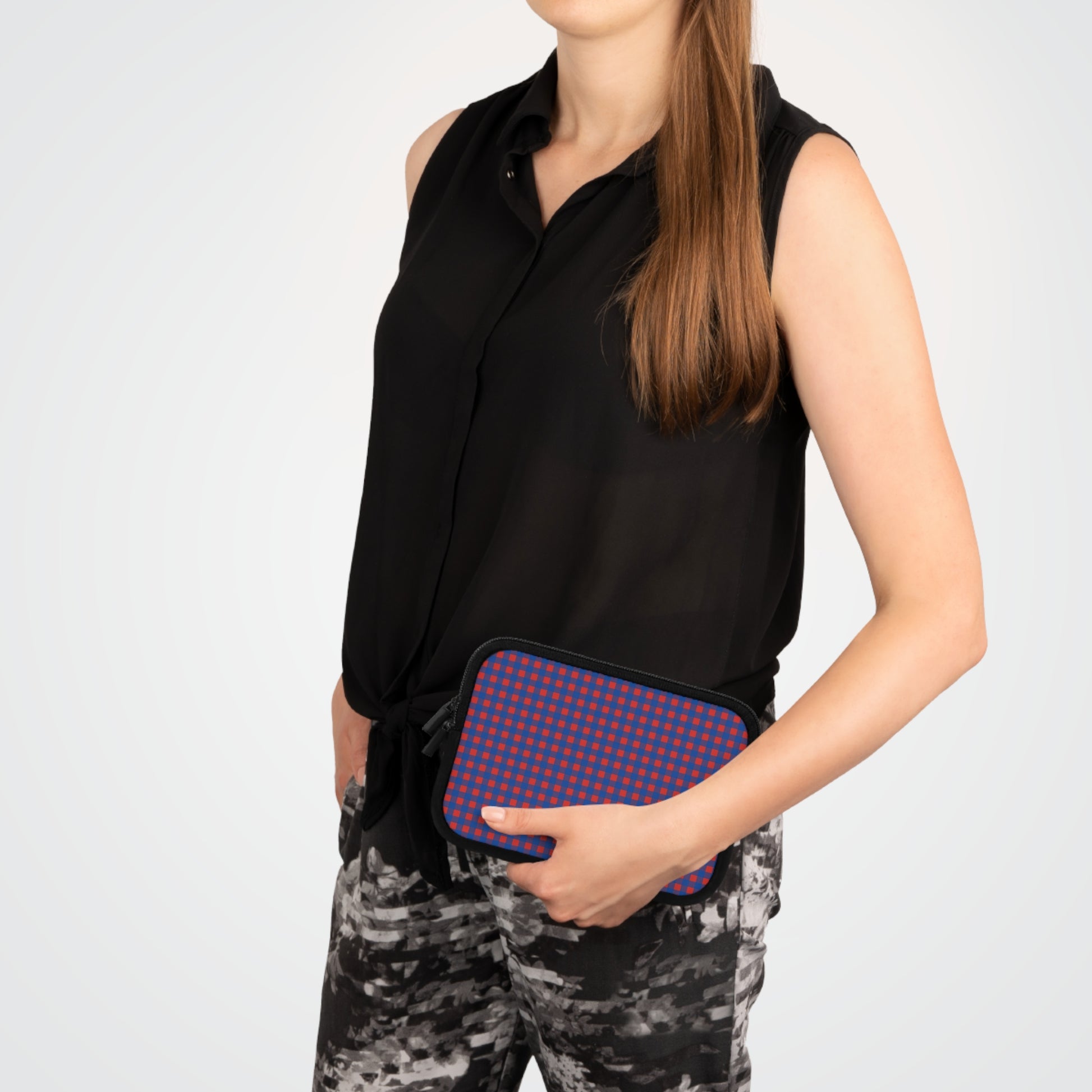 Cobalt & Poppy Gingham Laptop Sleeve by etchd, view 15