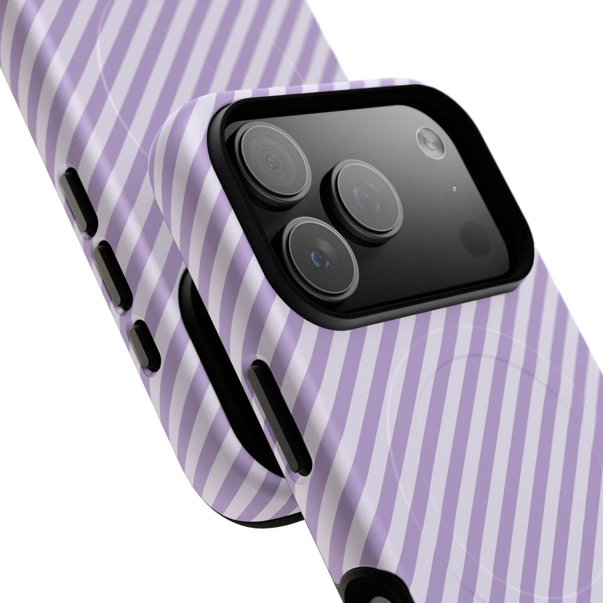 Lilac & Cream Striped Diagonal Magnetic Phone Case by etchd, view 100