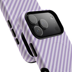 Lilac & Cream Striped Diagonal Magnetic Phone Case by etchd, view 100