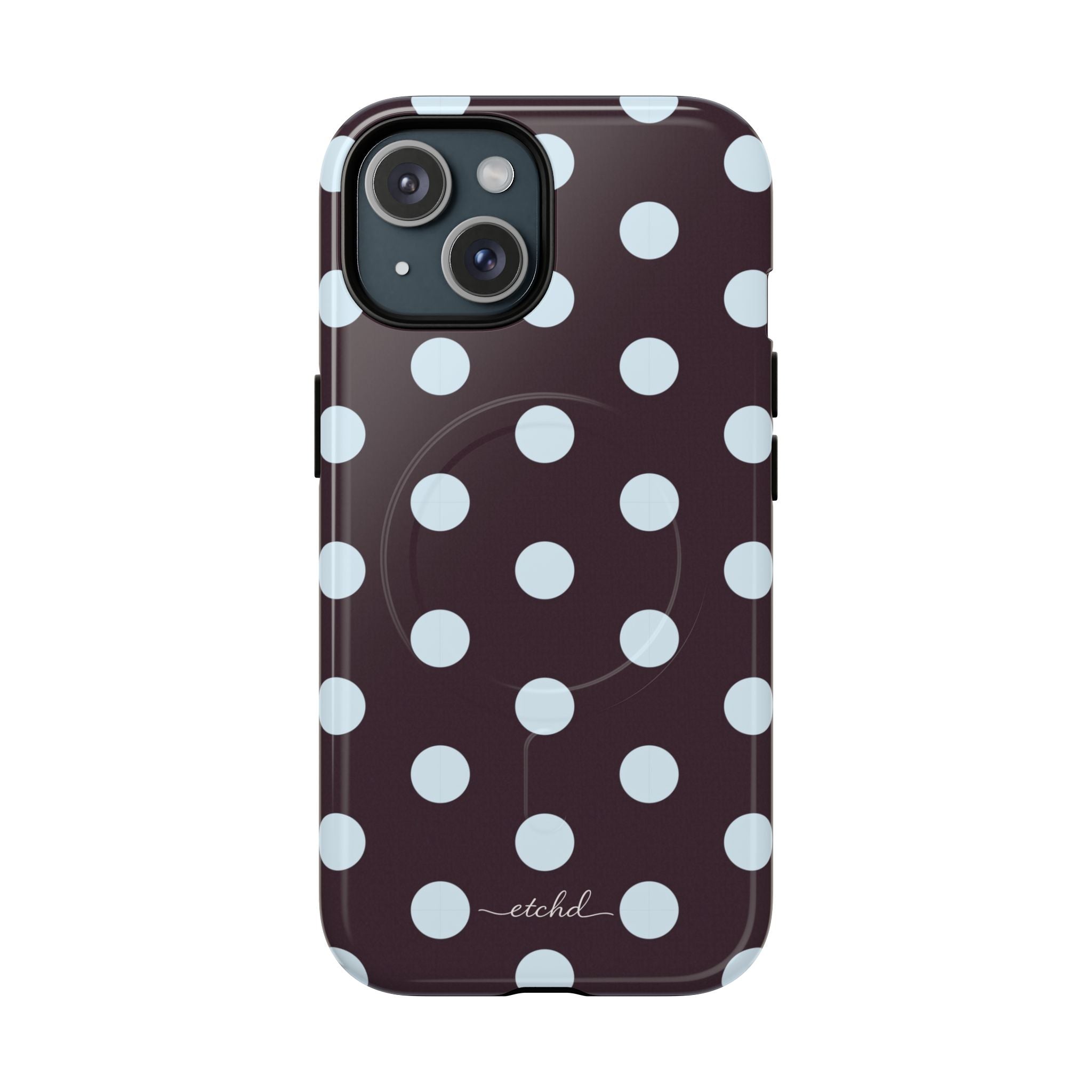 Blue & Plum Polka Dot Magnetic Phone Case by etchd, view 2