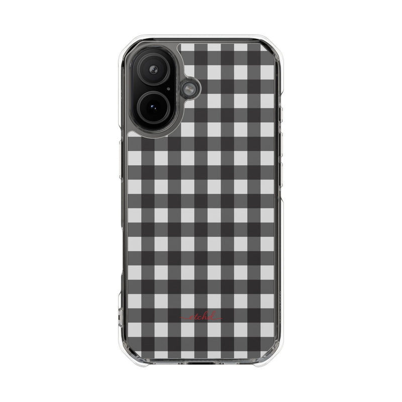 Black & White Gingham Clear Magnetic Phone Case by etchd, view 13