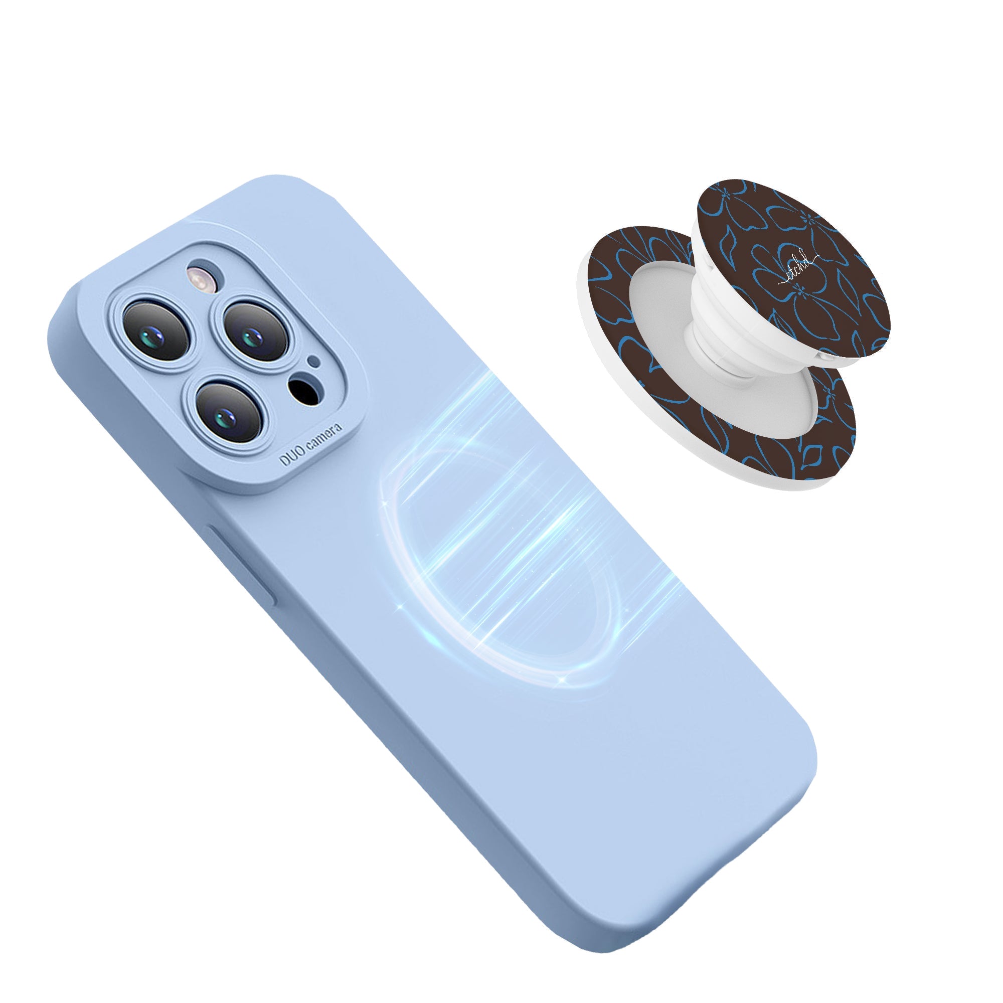 Espresso & Cerulean Floral Phone Grip And Stand by etchd, view 8