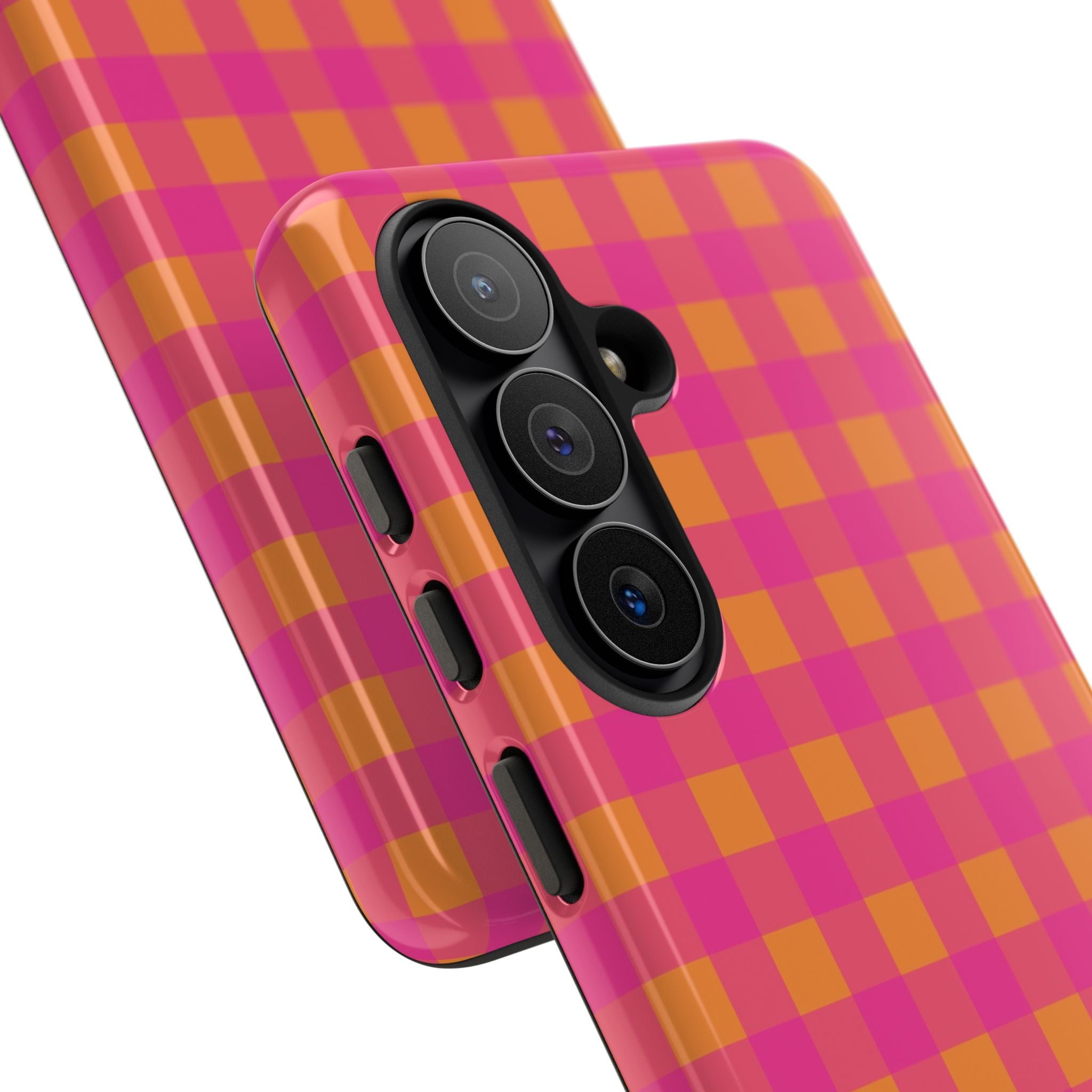 Pink & Orange Gingham Phone Case by etchd, view 209
