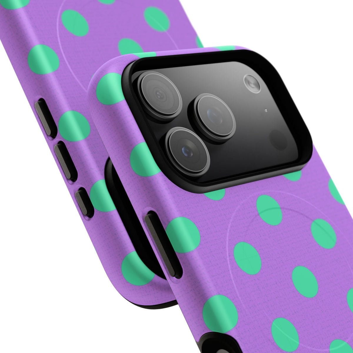 Hypermint & Lilac Polka Dot Magnetic Phone Case by etchd, view 100