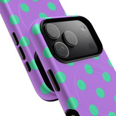 Hypermint & Lilac Polka Dot Magnetic Phone Case by etchd, view 100