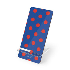 Poppy And Cobalt Polka Dot Phone Stand by etchd