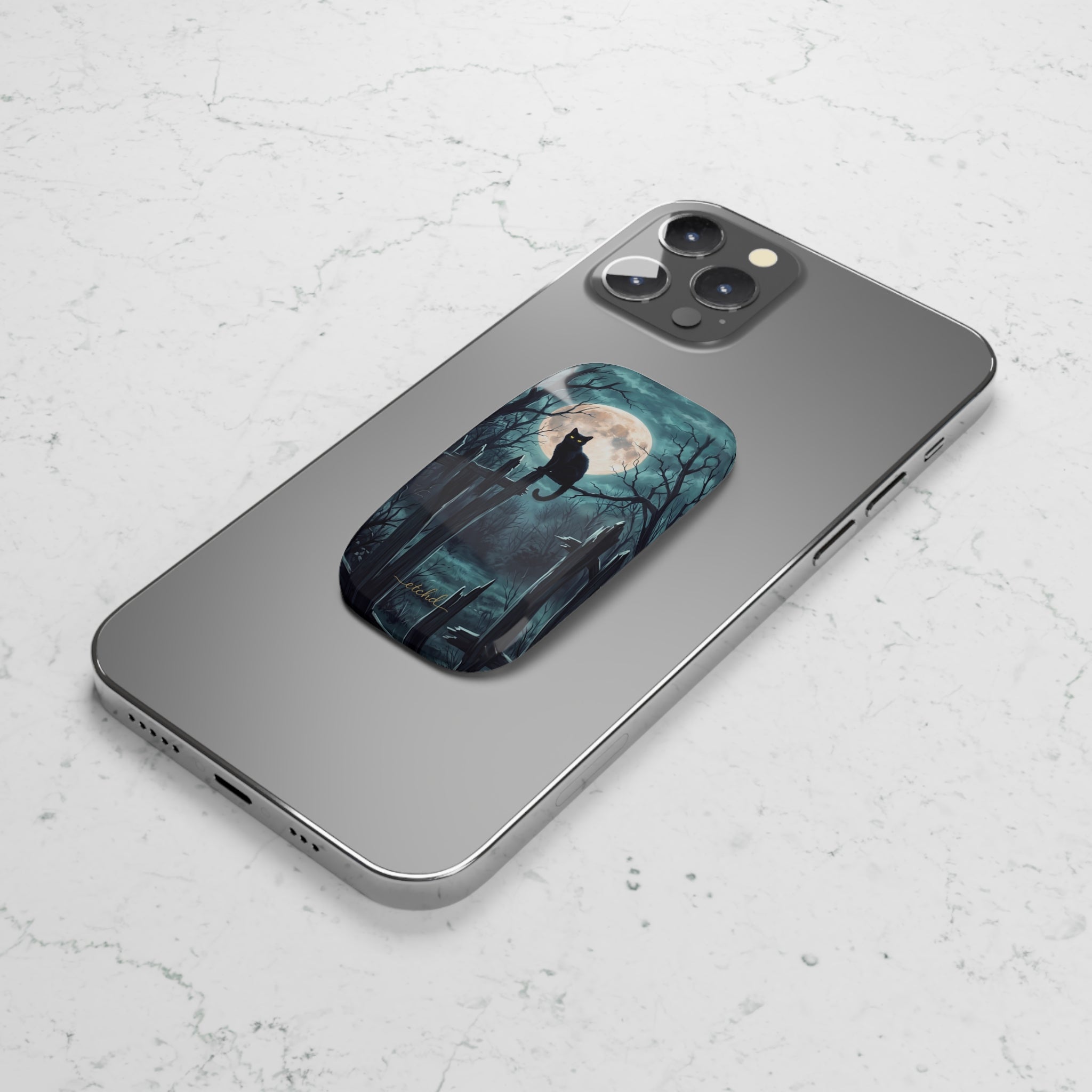 Midnight Cat Click-On Phone Grip by etchd, view 5