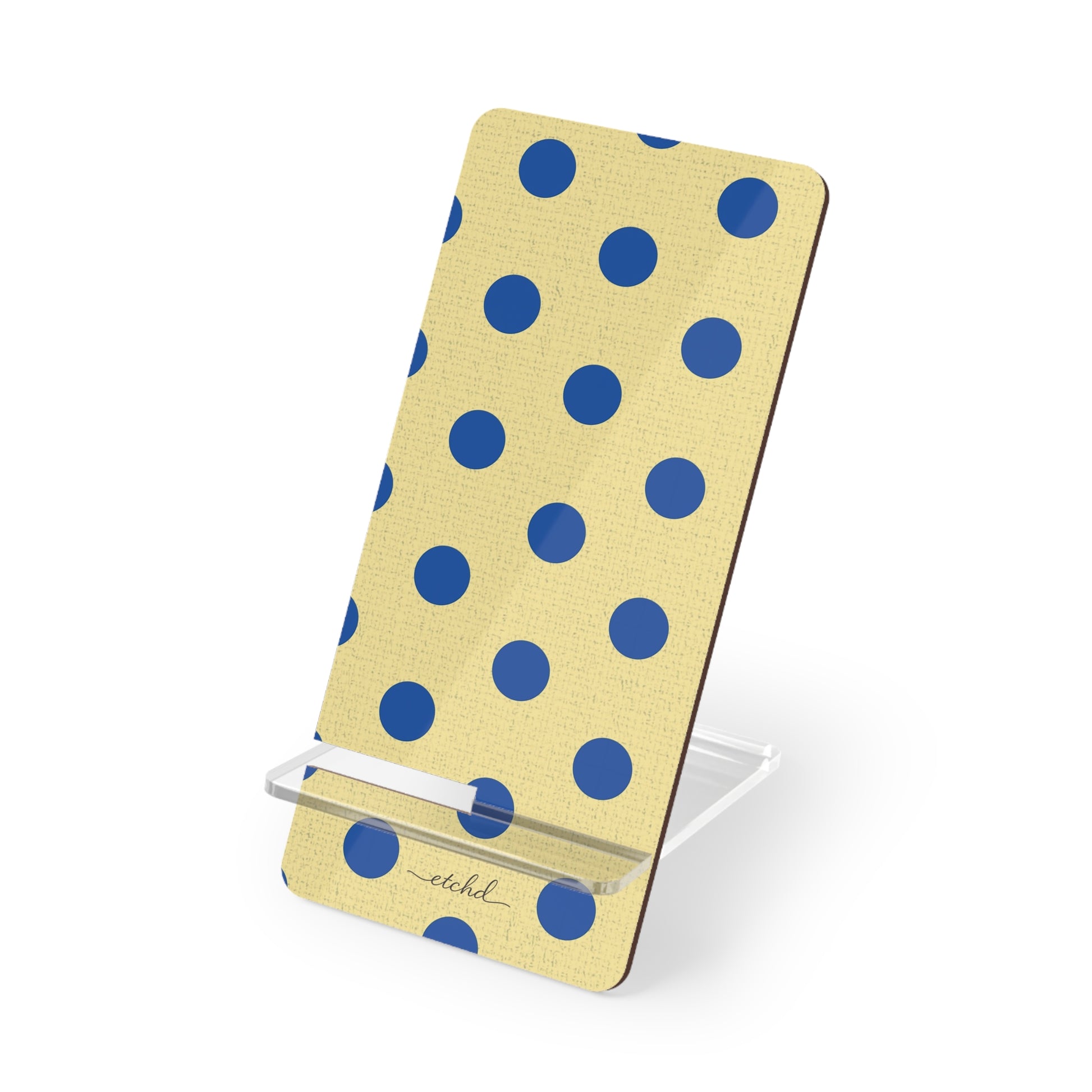 Cobalt And Butter Polka Dot Phone Stand by etchd