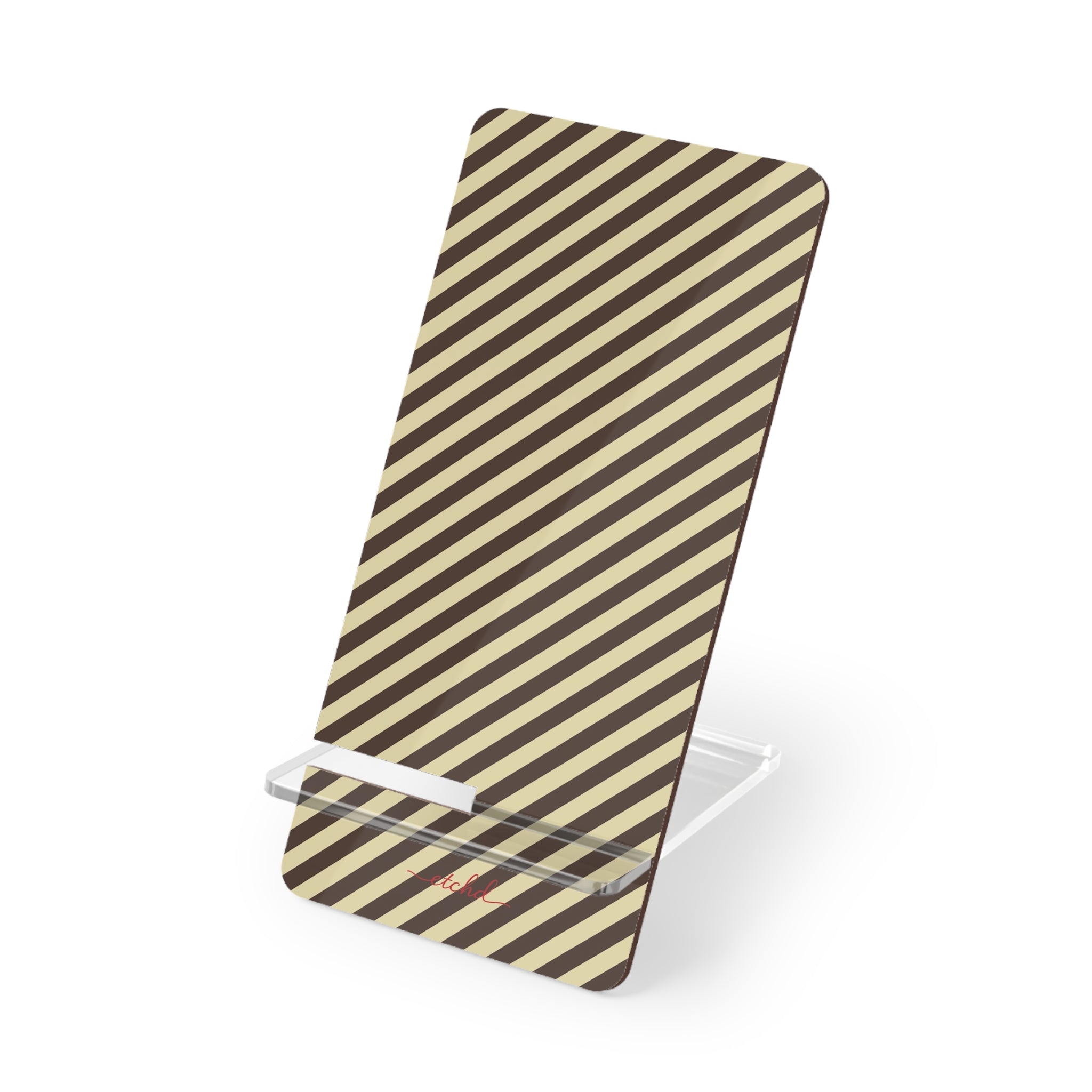 Butter & Brown Striped Diagonal Phone Stand by etchd
