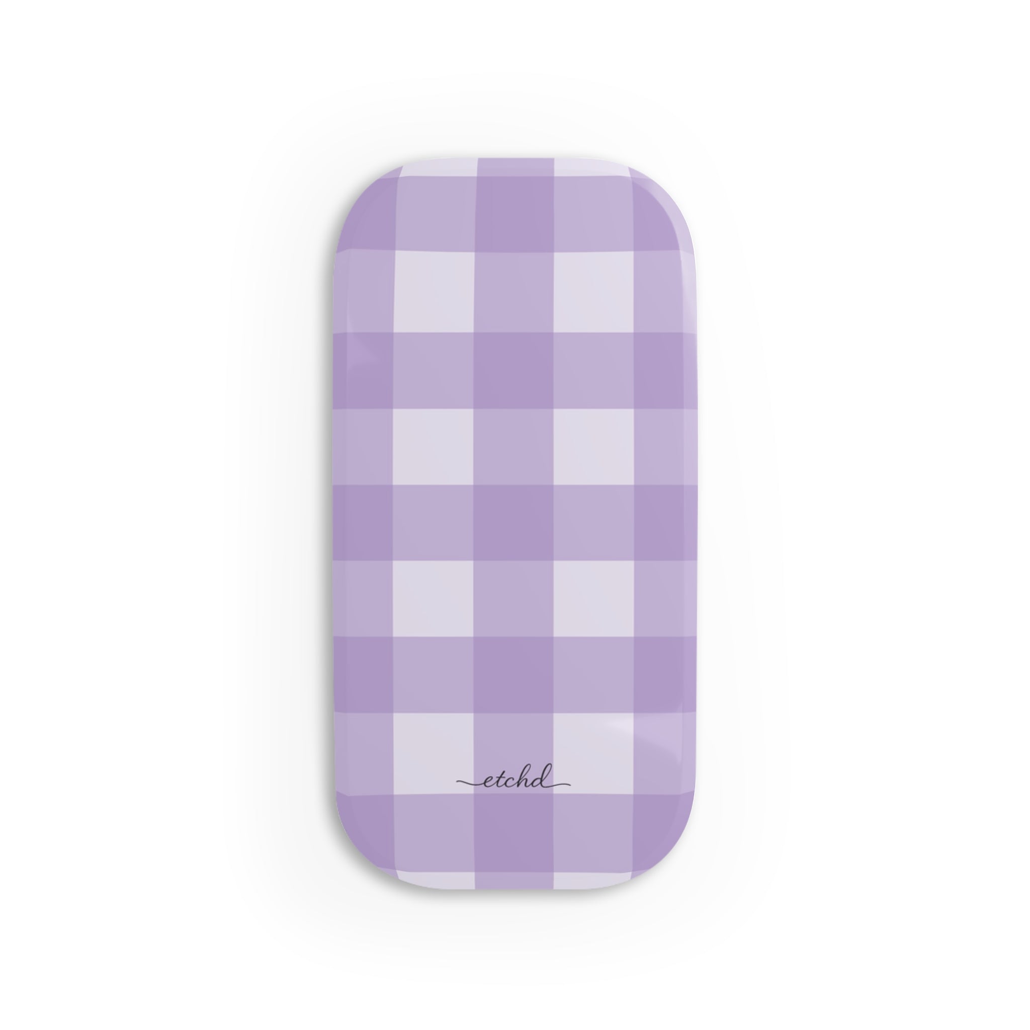 Lilac & Cream Gingham Click-On Phone Grip by etchd