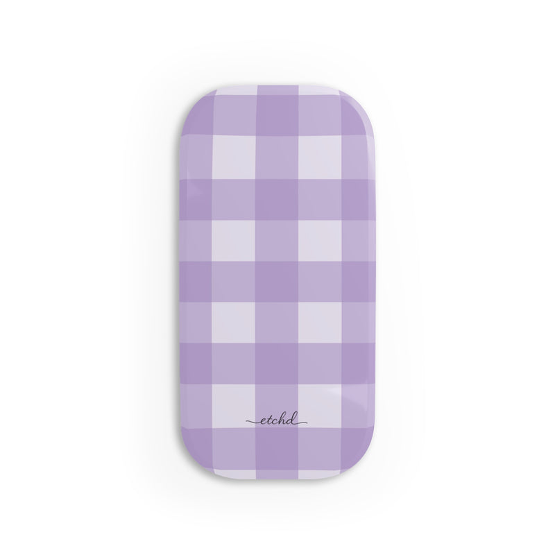 Lilac & Cream Gingham Anello clip per telefono di etchd