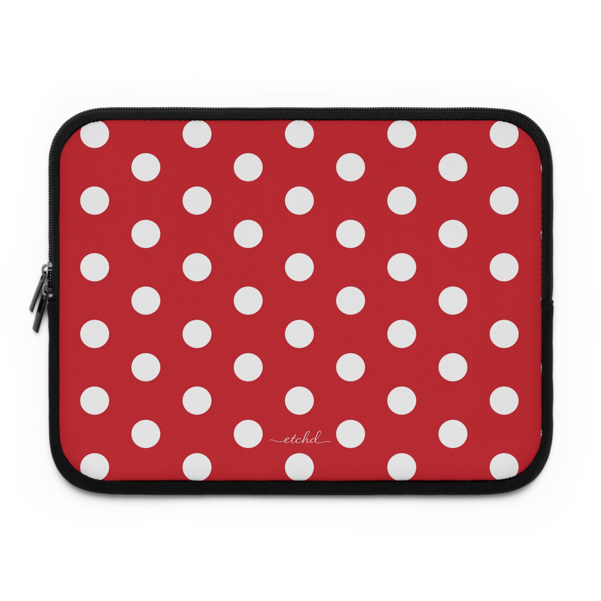 Classic Red Polka Dot Laptop Sleeve by etchd