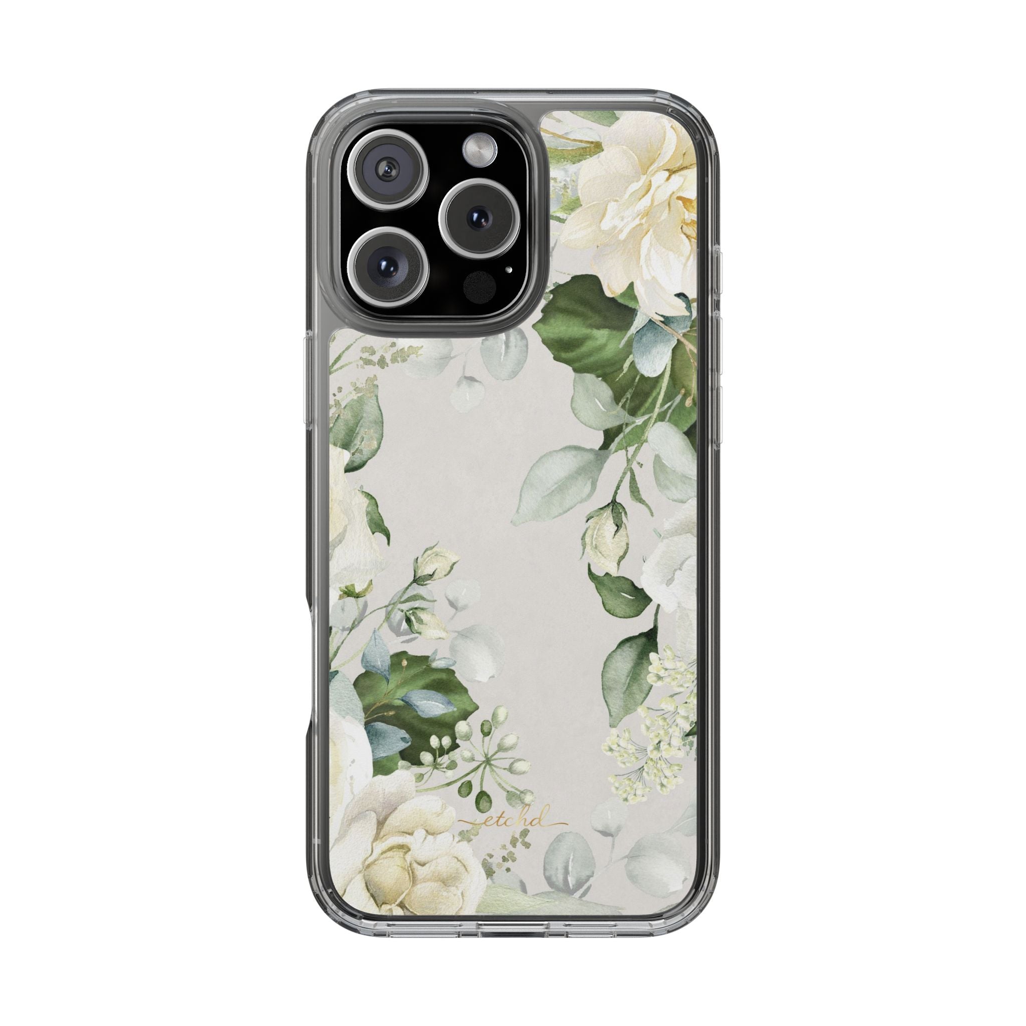 White Roses Clear Phone Case by etchd