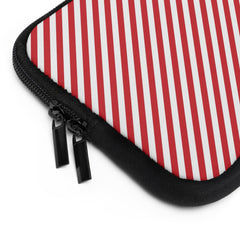 Classic Red & White Striped Diagonal Laptop Sleeve by etchd, view 12