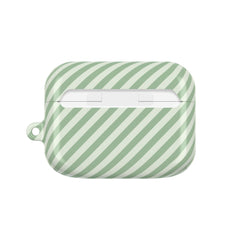 Sage & Cream Striped Diagonal AirPod Case by etchd, view 7
