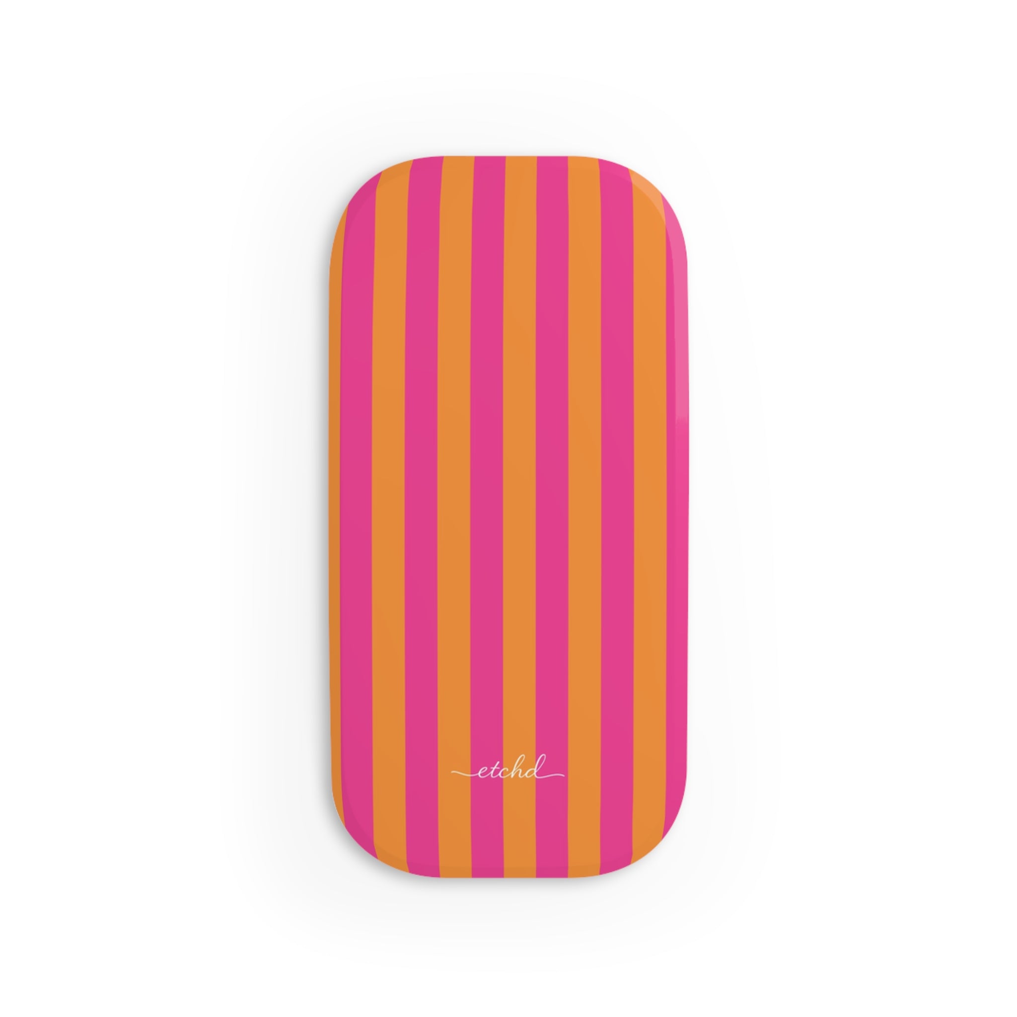 Pink & Orange Striped Click-On Phone Grip by etchd, view 2