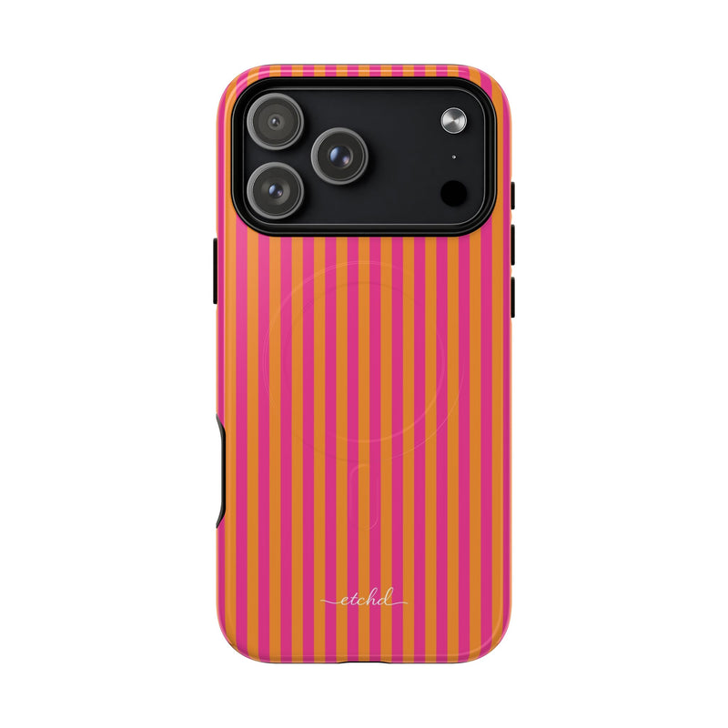 Pink & Orange Striped Magnetic Phone Case by etchd, view 31