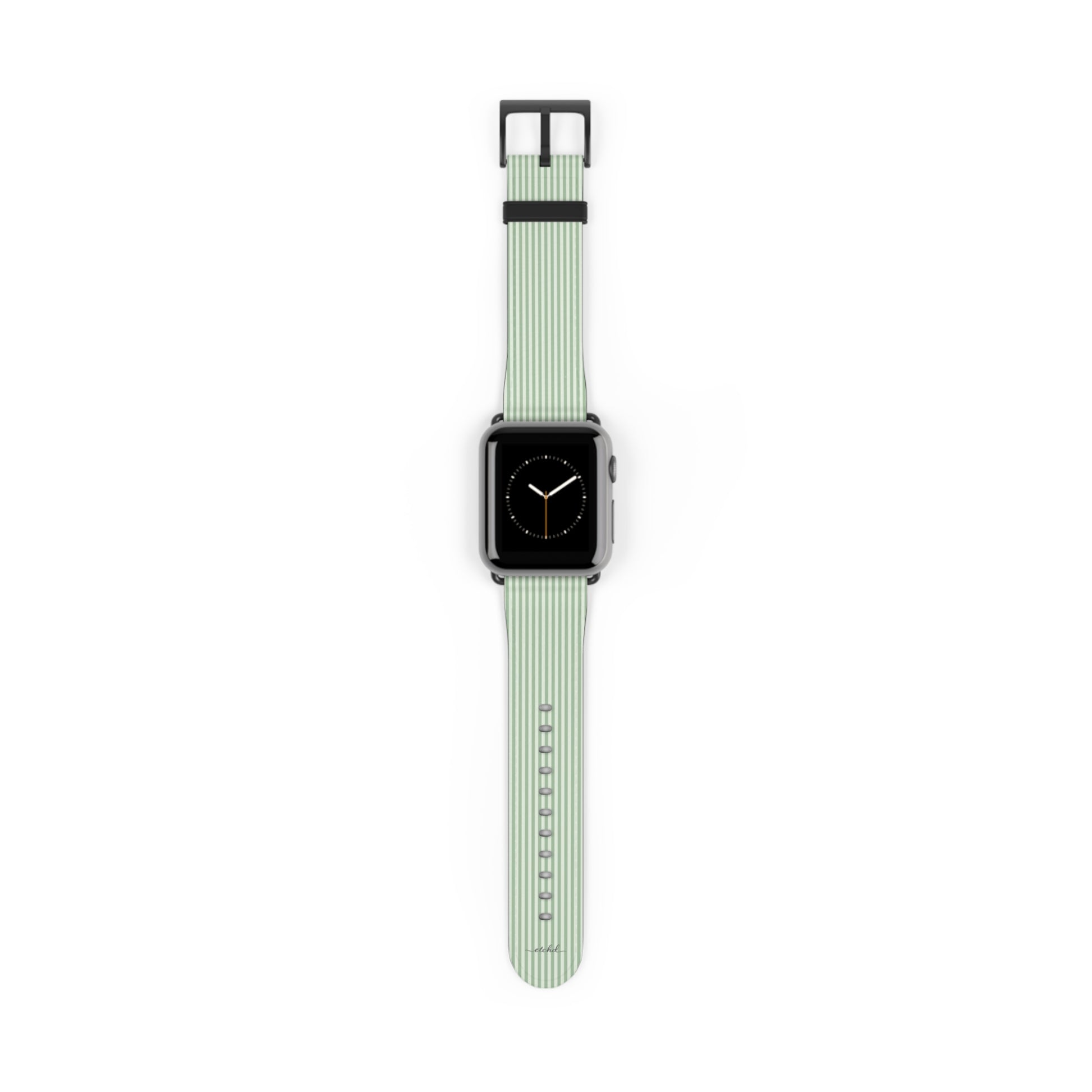 Sage & Cream Striped Smartwatch Strap by etchd