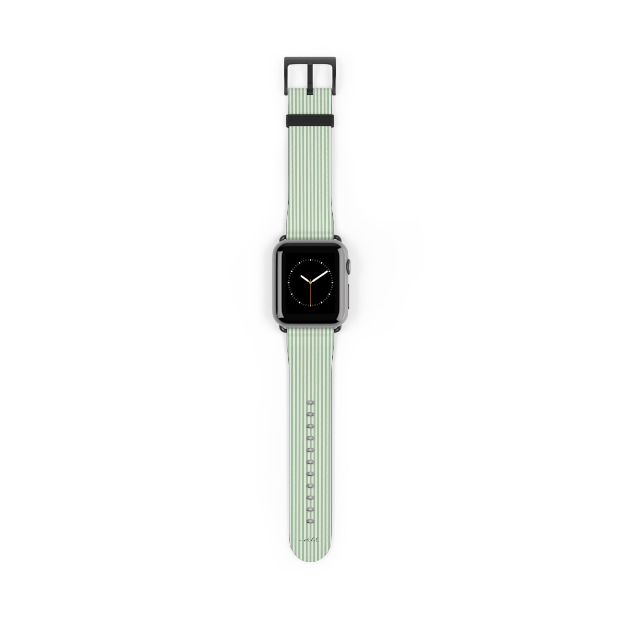Sage & Cream Striped Smartwatch Strap by etchd