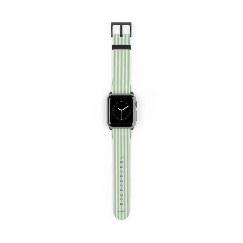 Sage & Cream Striped Smartwatch Strap by etchd