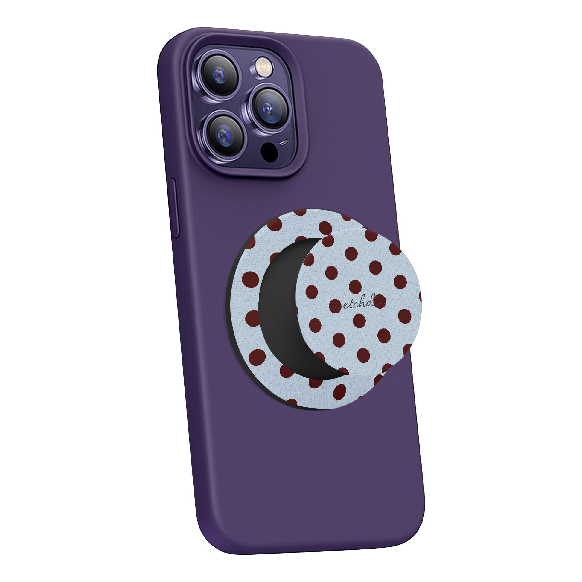 Blue & Cherry Polka Dot Phone Grip And Stand by etchd, view 4