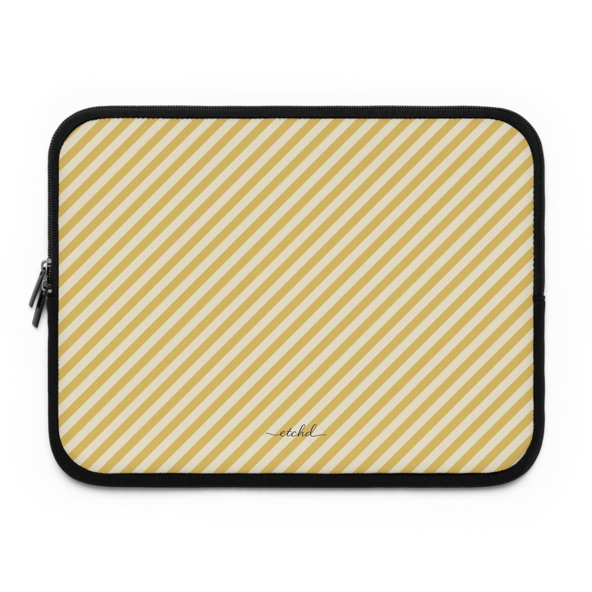 Butter & Cream Striped Diagonal Laptop Sleeve by etchd