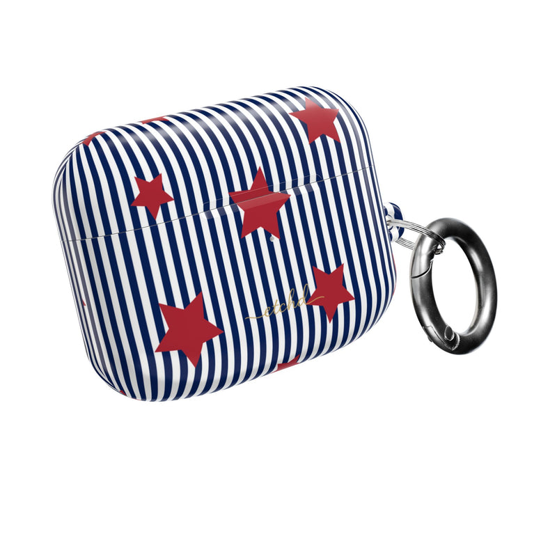 Blue Stripes & Red Stars AirPod Case by etchd, view 8