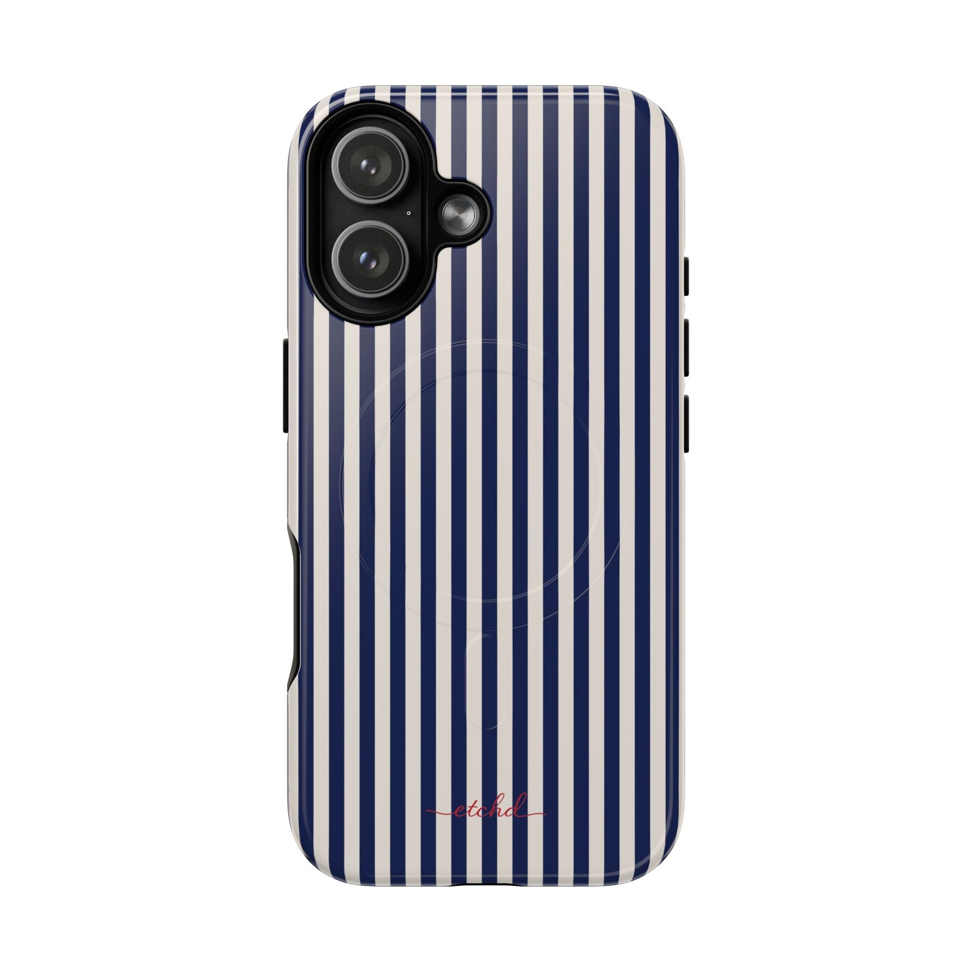 Navy & Cream Striped Magnetic Phone Case by etchd, view 25
