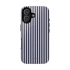 Navy & Cream Striped Magnetic Phone Case by etchd, view 25