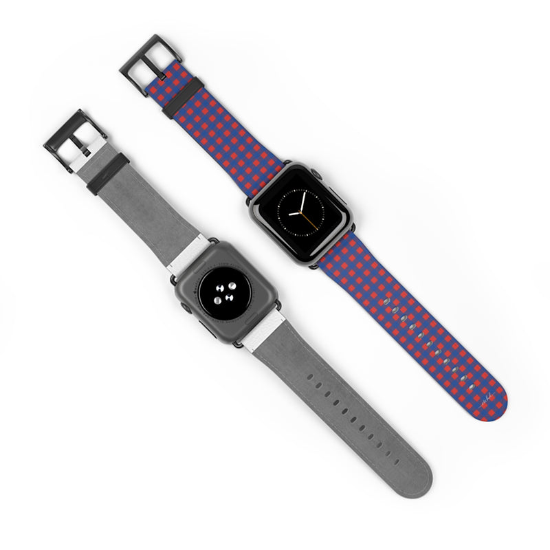 Cobalt & Poppy Gingham Smartwatch Strap by etchd, view 10