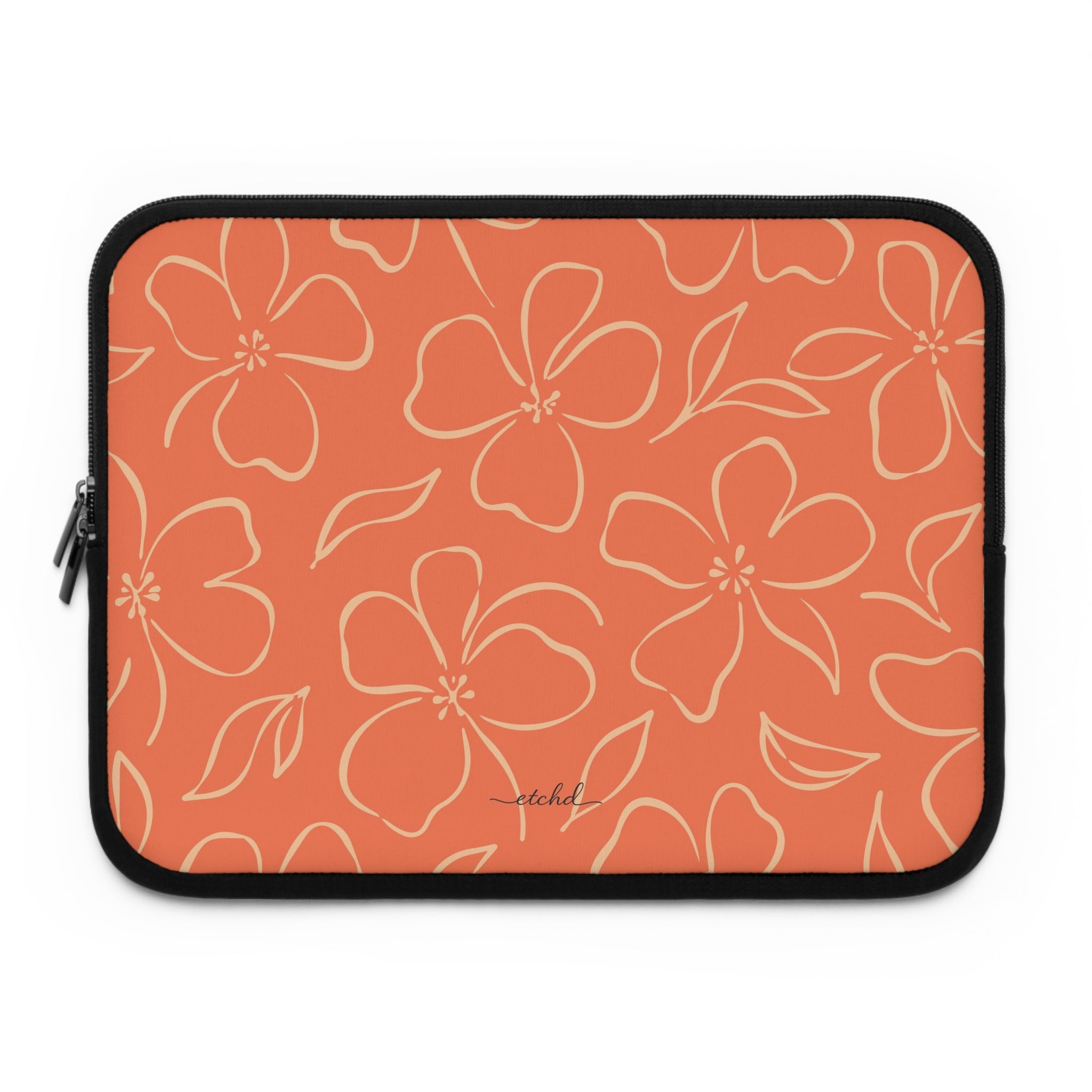 Coral & Peach Floral Laptop Sleeve by etchd