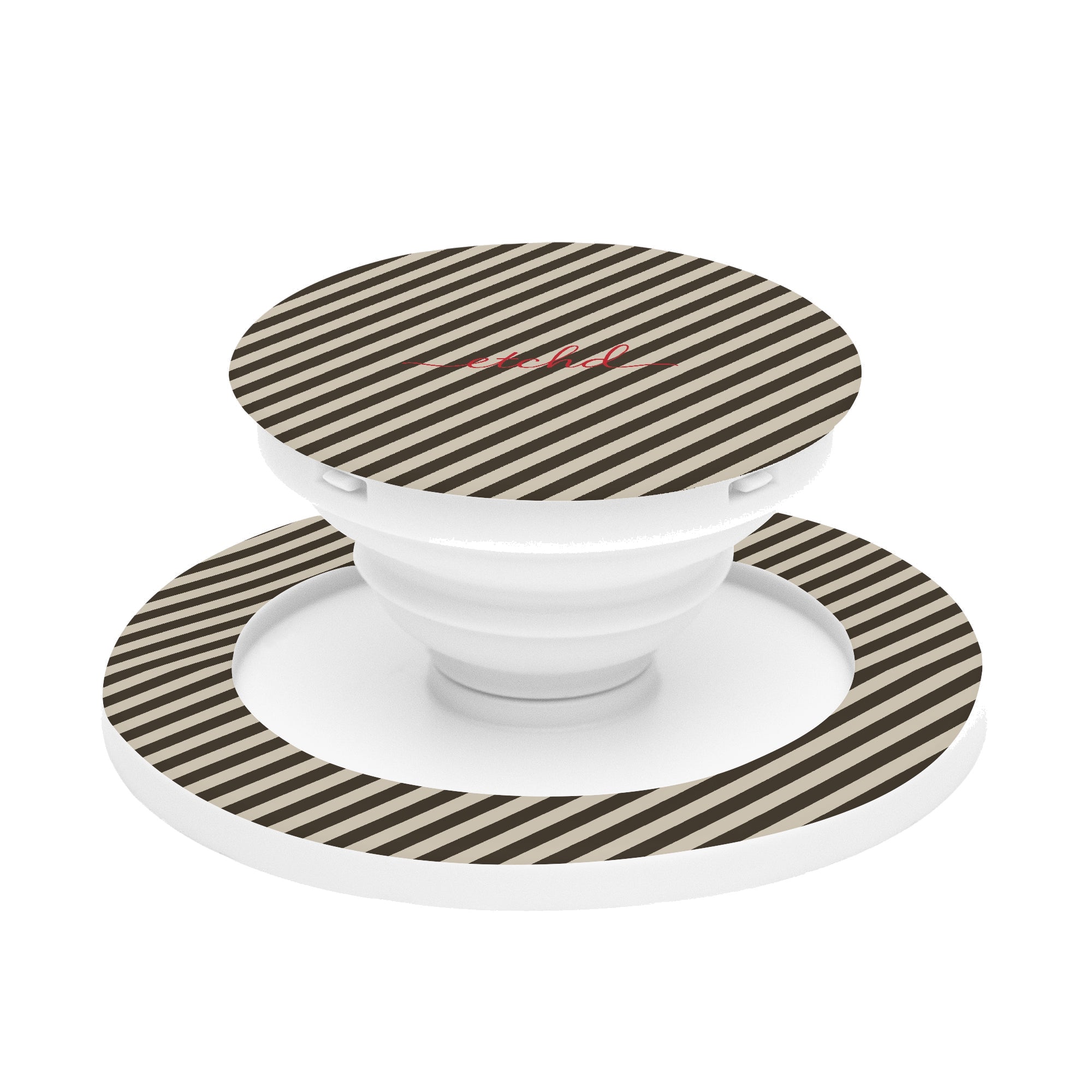 Cream & Brown Striped Diagonal Phone Grip And Stand by etchd