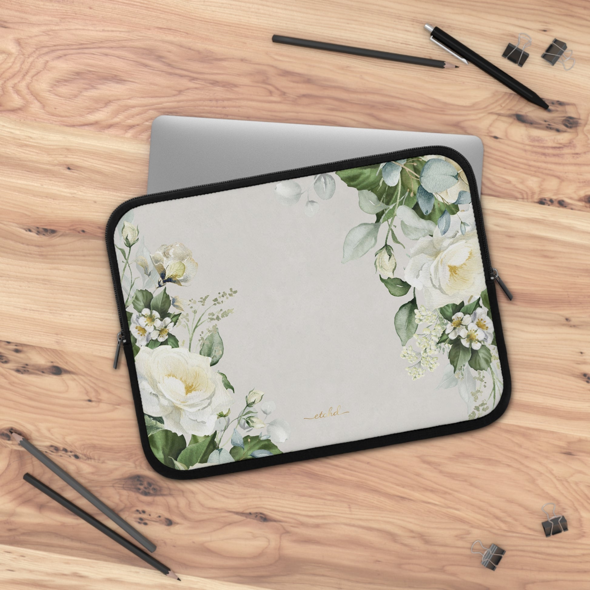White Roses Laptop Sleeve by etchd, view 5